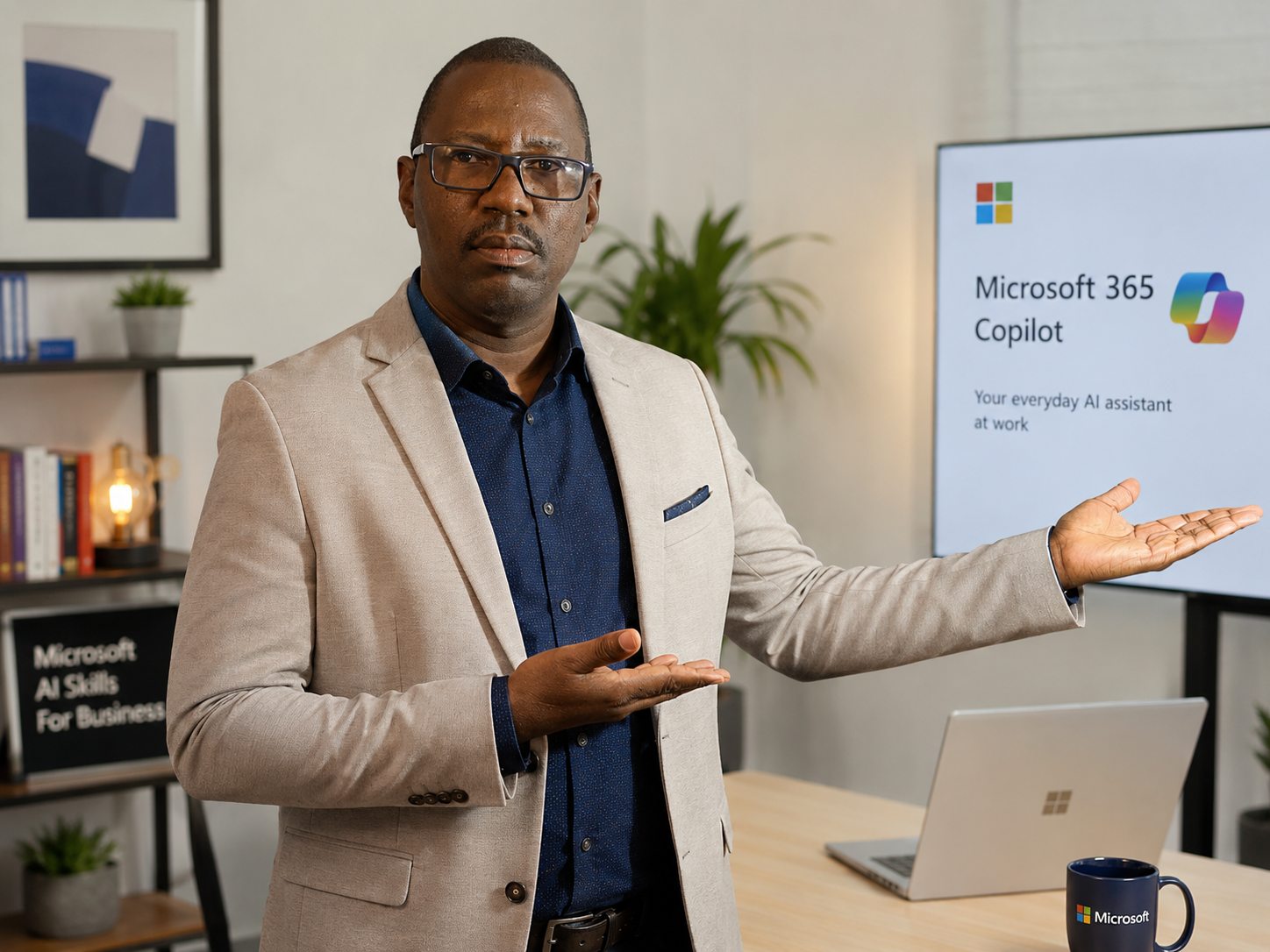 Muyiwa Ogunlade teaching a live session on Microsoft 365 Copilot